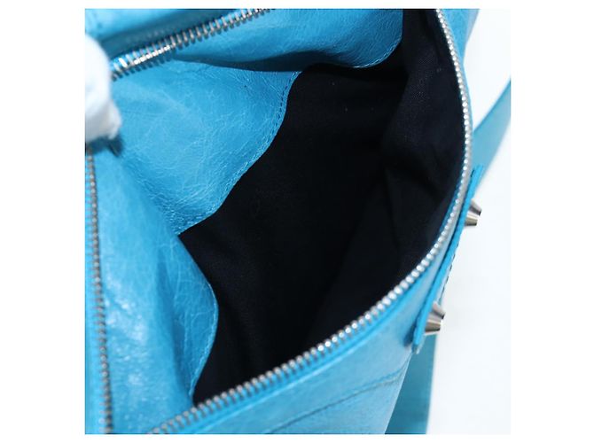 Borsa Balenciaga Classic Squash Bag in pelle 2way Blu Argento 285698 Auth BA16025M - vista 21