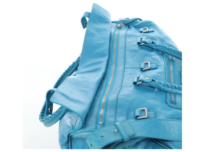 Borsa Balenciaga Classic Squash Bag in pelle 2way Blu Argento 285698 Auth BA16025M - vista 24