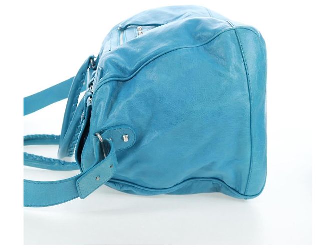 Borsa Balenciaga Classic Squash Bag in pelle 2way Blu Argento 285698 Auth BA16025M - vista 3