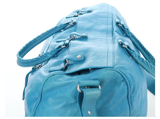 Borsa Balenciaga Classic Squash Bag in pelle 2way Blu Argento 285698 Auth BA16025M - vista 6