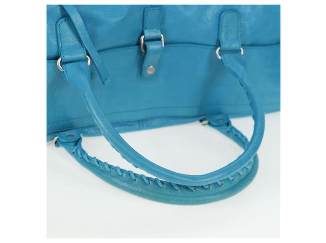 Borsa Balenciaga Classic Squash Bag in pelle 2way Blu Argento 285698 Auth BA16025M - vista 7