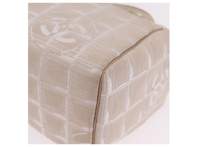 Borsa a tracolla CHANEL New Travel Line Canvas Beige Silver CC Auth fm5465A Argento - vista 16