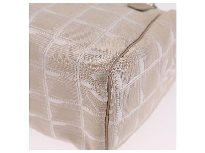 Borsa a tracolla CHANEL New Travel Line Canvas Beige Silver CC Auth fm5465A Argento - vista 18