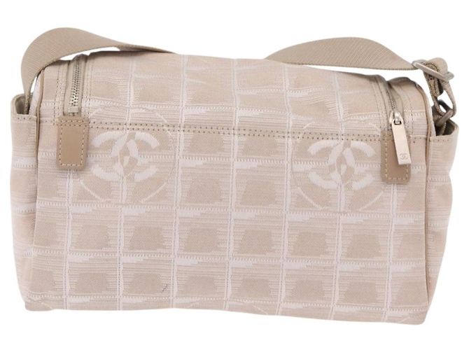Borsa a tracolla CHANEL New Travel Line Canvas Beige Silver CC Auth fm5465A Argento - vista 3