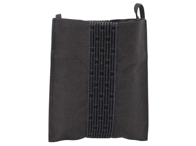Hermès Borsa a tracolla HERMES Her Line Pochette Canvas Gray Auth 206655 Marrone - vista 13