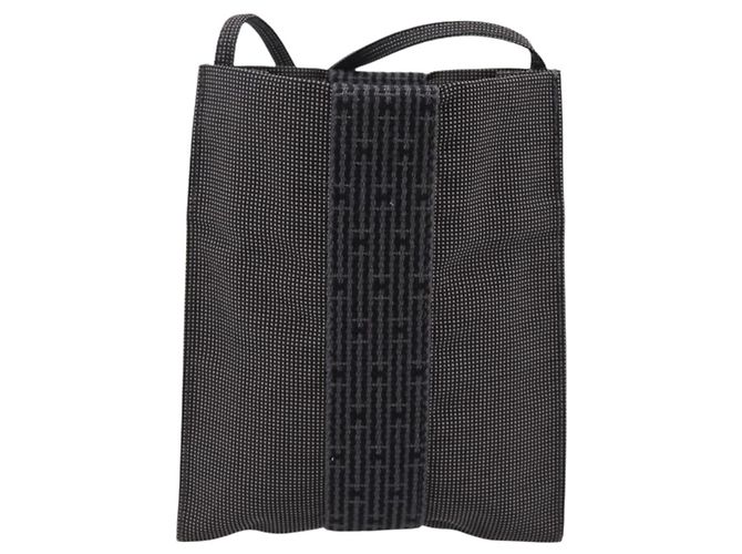 Hermès Borsa a tracolla HERMES Her Line Pochette Canvas Gray Auth 206655 Marrone - vista 2