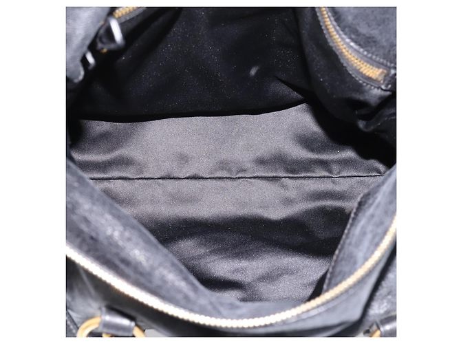 Miu Miu Handtasche Vitellolux 2way Black Gold Auth 206870V Schwarz Golden - Ansicht 10