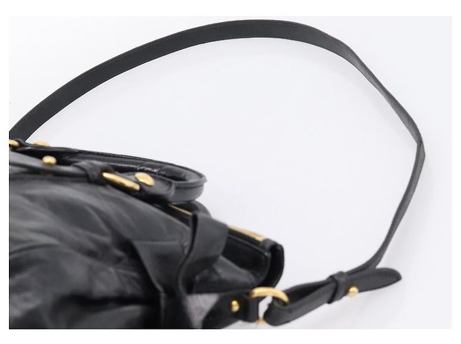 Miu Miu Handtasche Vitellolux 2way Black Gold Auth 206870V Schwarz Golden - Ansicht 15