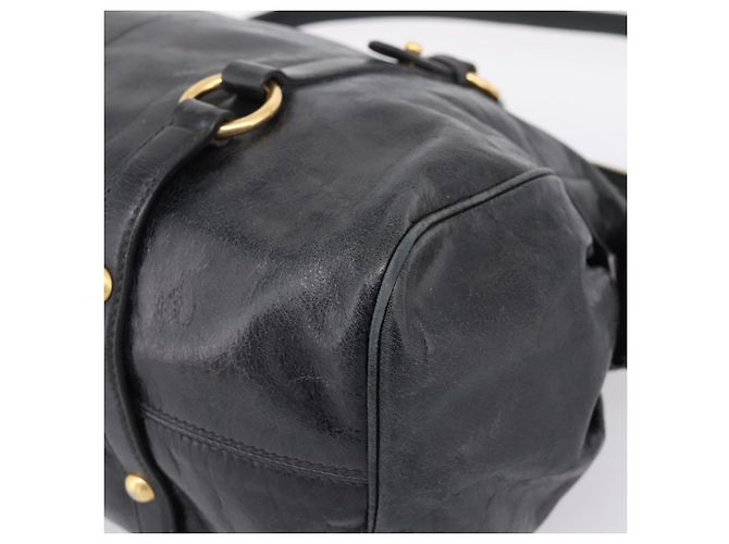 Miu Miu Handtasche Vitellolux 2way Black Gold Auth 206870V Schwarz Golden - Ansicht 16