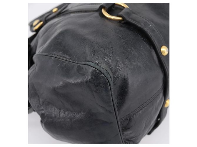 Miu Miu Handtasche Vitellolux 2way Black Gold Auth 206870V Schwarz Golden - Ansicht 17