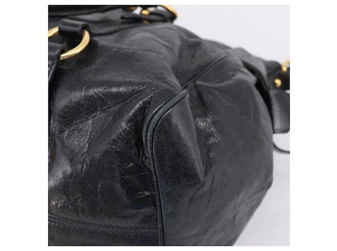 Miu Miu Handtasche Vitellolux 2way Black Gold Auth 206870V Schwarz Golden - Ansicht 18