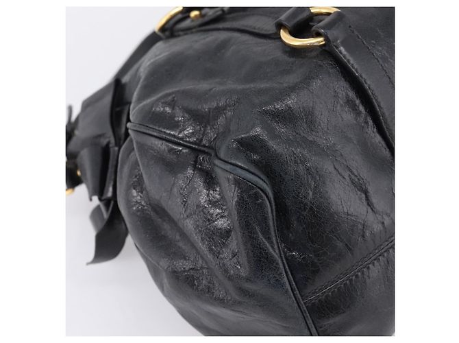 Miu Miu Handtasche Vitellolux 2way Black Gold Auth 206870V Schwarz Golden - Ansicht 19