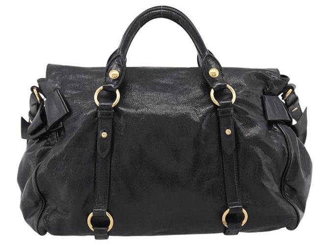Miu Miu Handtasche Vitellolux 2way Black Gold Auth 206870V Schwarz Golden - Ansicht 2
