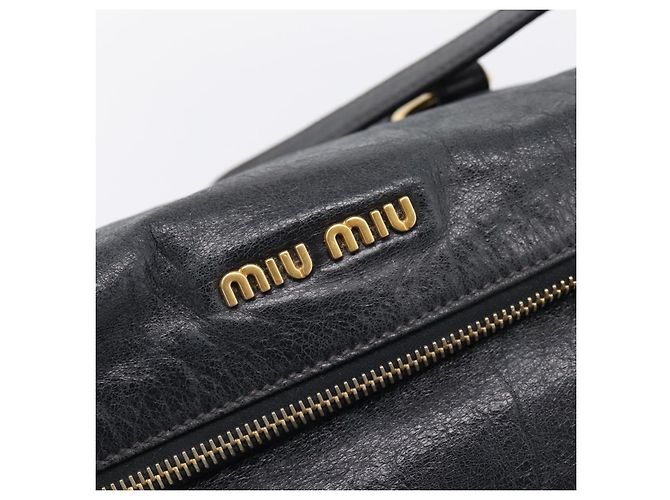 Miu Miu Handtasche Vitellolux 2way Black Gold Auth 206870V Schwarz Golden - Ansicht 20