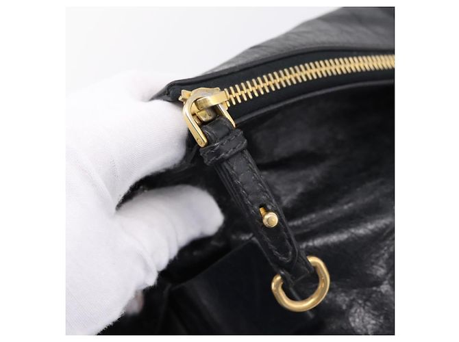 Miu Miu Handtasche Vitellolux 2way Black Gold Auth 206870V Schwarz Golden - Ansicht 21
