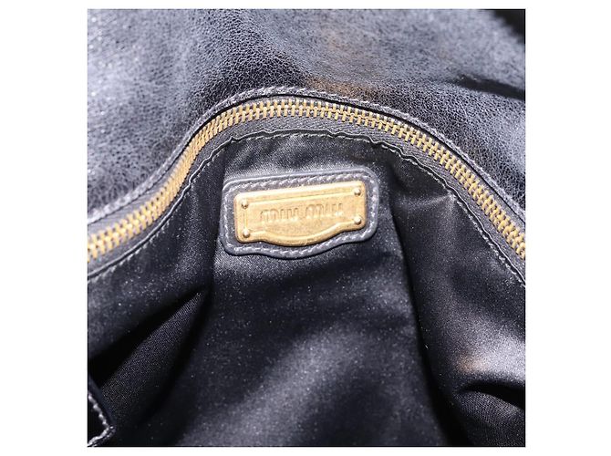 Miu Miu Handtasche Vitellolux 2way Black Gold Auth 206870V Schwarz Golden - Ansicht 22