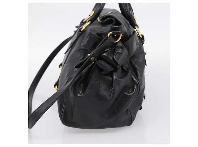 Miu Miu Handtasche Vitellolux 2way Black Gold Auth 206870V Schwarz Golden - Ansicht 4