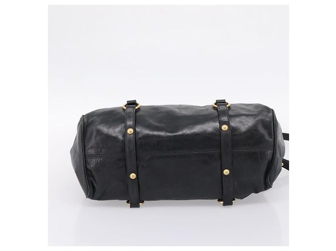 Miu Miu Handtasche Vitellolux 2way Black Gold Auth 206870V Schwarz Golden - Ansicht 5