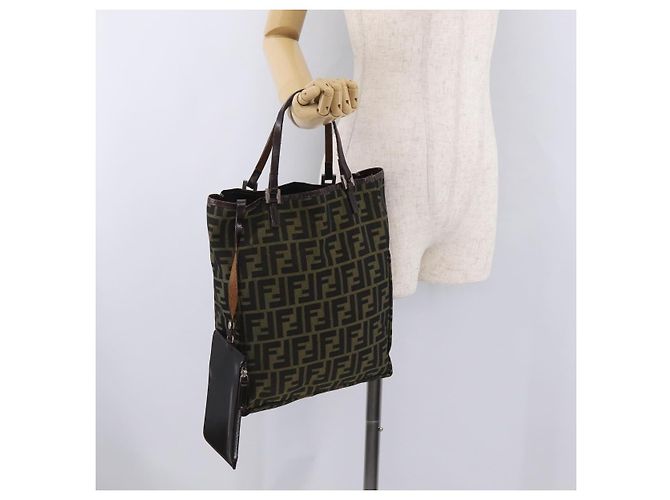 FENDI Zucca Canvas Handtasche Schwarz Braun Auth 202501 - Ansicht 23