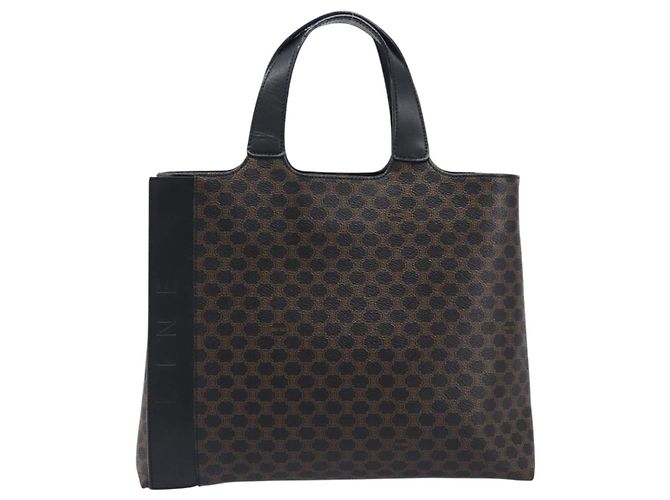 Céline CELINE Macadam Canvas Handtasche PVC Leather Black Gold Auth 205256V Schwarz Golden - Ansicht 13
