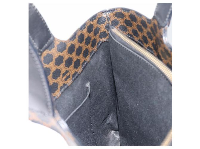 Céline CELINE Macadam Canvas Handtasche PVC Leather Black Gold Auth 205256V Schwarz Golden - Ansicht 18