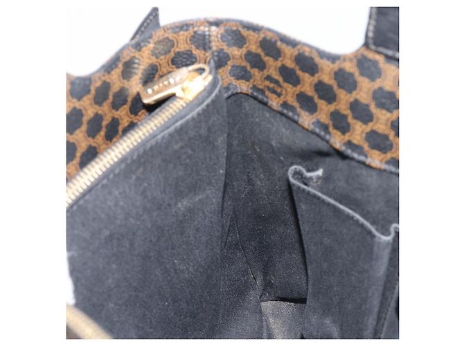 Céline CELINE Macadam Canvas Handtasche PVC Leather Black Gold Auth 205256V Schwarz Golden - Ansicht 19