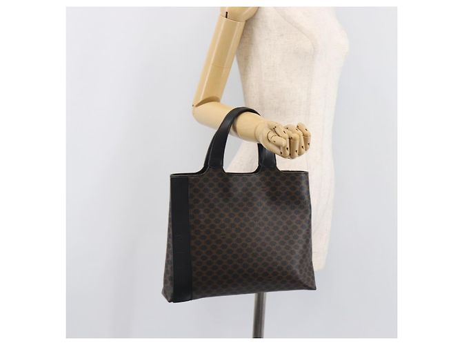 Céline CELINE Macadam Canvas Handtasche PVC Leather Black Gold Auth 205256V Schwarz Golden - Ansicht 24