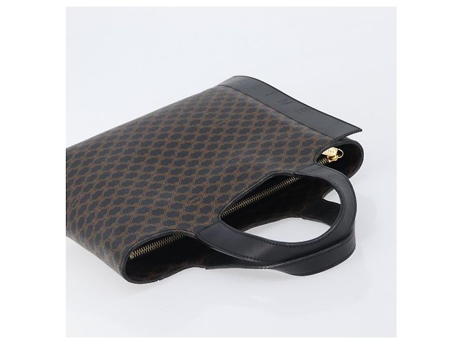 Céline CELINE Macadam Canvas Handtasche PVC Leather Black Gold Auth 205256V Schwarz Golden - Ansicht 6