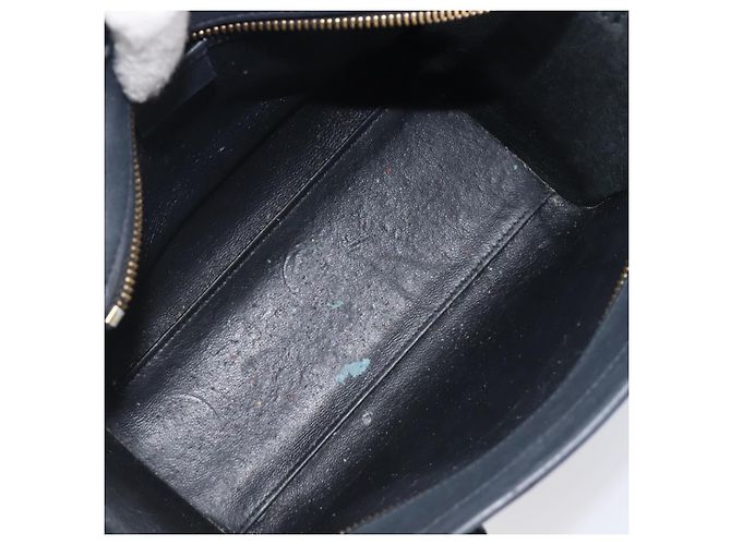 Céline CELINE Luggage Mini Shopper Hand Bag Leather Black Gold Auth 205325 Preto Dourado - vista 11