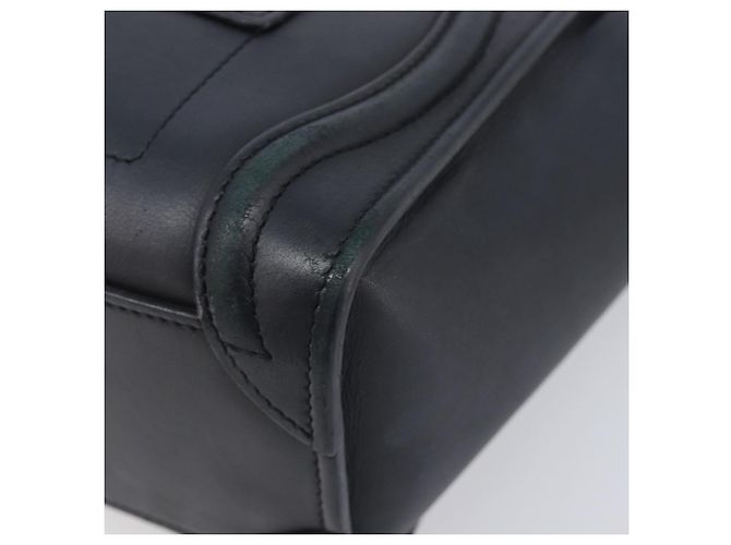 Céline CELINE Luggage Mini Shopper Hand Bag Leather Black Gold Auth 205325 Preto Dourado - vista 16