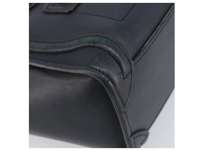 Céline CELINE Luggage Mini Shopper Hand Bag Leather Black Gold Auth 205325 Preto Dourado - vista 17