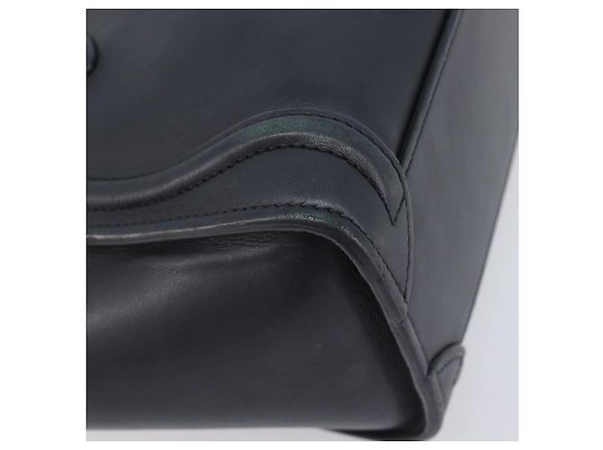 Céline CELINE Luggage Mini Shopper Hand Bag Leather Black Gold Auth 205325 Preto Dourado - vista 19