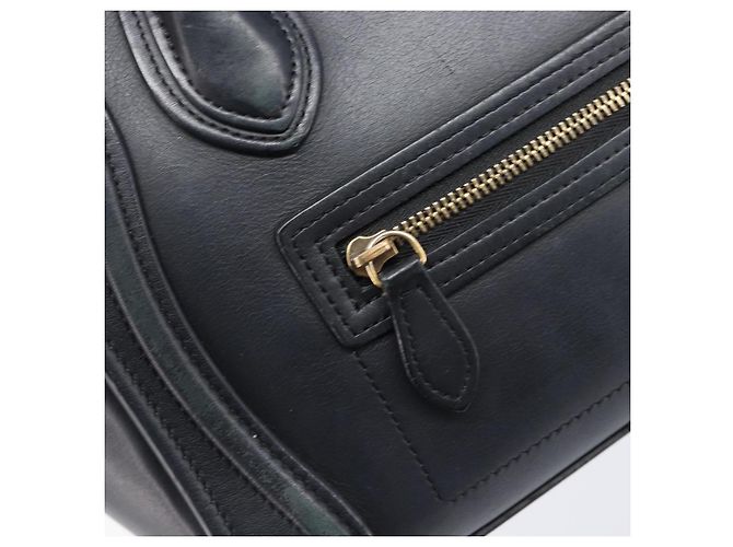 Céline CELINE Luggage Mini Shopper Hand Bag Leather Black Gold Auth 205325 Preto Dourado - vista 21