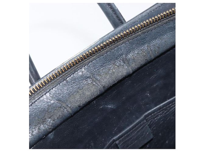 Céline CELINE Luggage Mini Shopper Hand Bag Leather Black Gold Auth 205325 Preto Dourado - vista 26