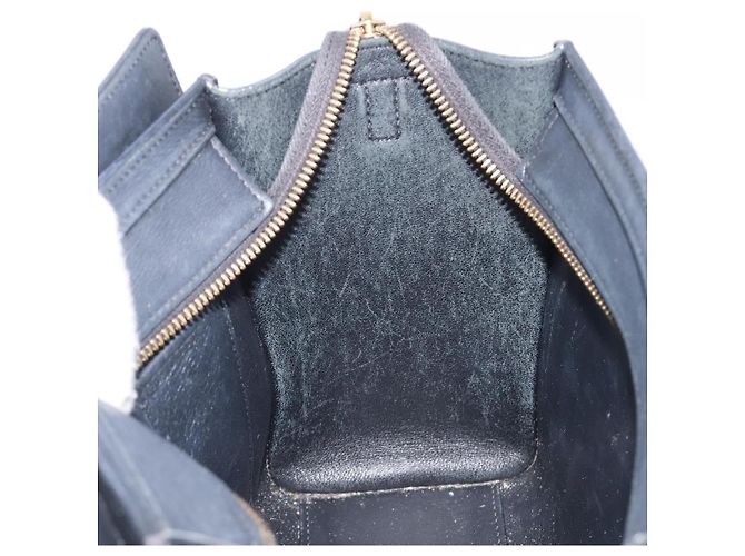 Céline CELINE Luggage Mini Shopper Hand Bag Leather Black Gold Auth 205325 Preto Dourado - vista 27