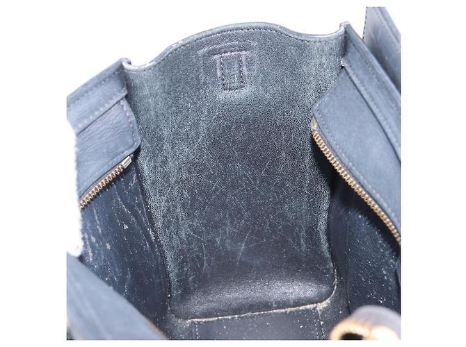 Céline CELINE Luggage Mini Shopper Hand Bag Leather Black Gold Auth 205325 Preto Dourado - vista 28