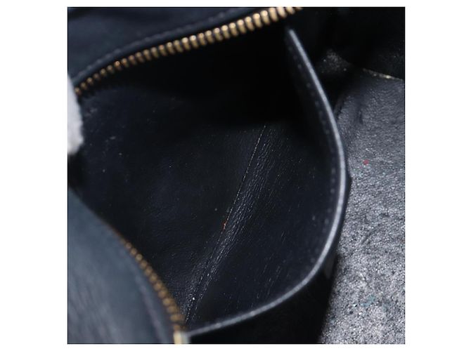 Céline CELINE Luggage Mini Shopper Hand Bag Leather Black Gold Auth 205325 Preto Dourado - vista 29