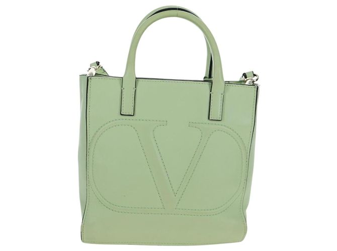 Sac à main Valentino en cuir 2way Vert Or Auth 206792A Doré - vue 13