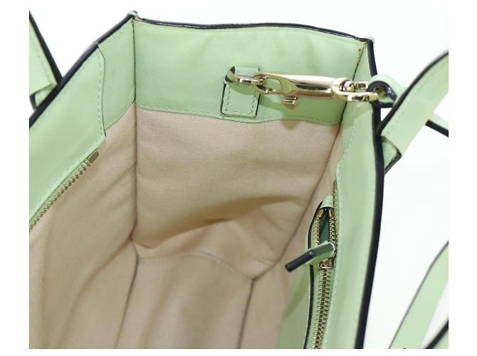 Sac à main Valentino en cuir 2way Vert Or Auth 206792A Doré - vue 23