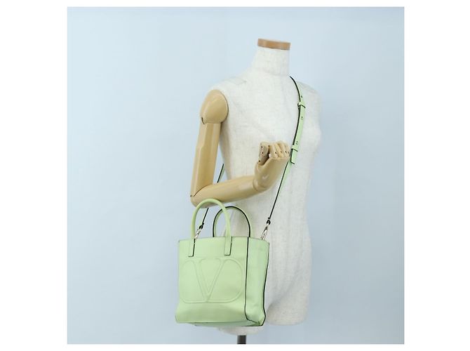 Sac à main Valentino en cuir 2way Vert Or Auth 206792A Doré - vue 27