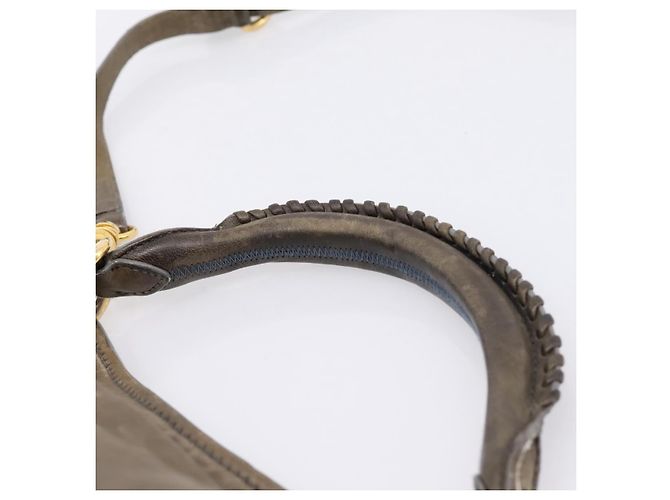 Bolsa de Mão Miu Miu Matelassé em Couro 2way Cinza Tom Dourado Auth 167729A Marrom - vista 14