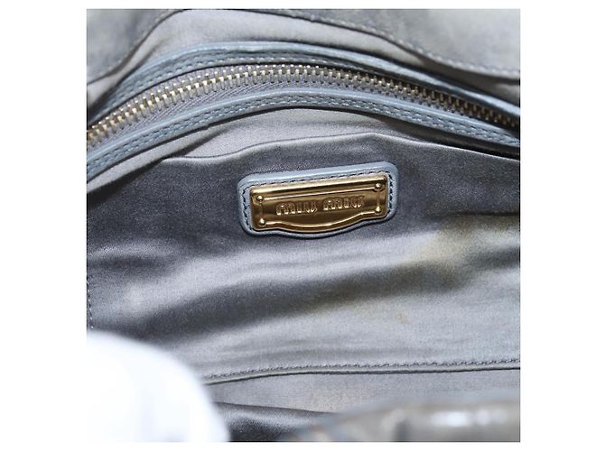 Bolsa de Mão Miu Miu Matelassé em Couro 2way Cinza Tom Dourado Auth 167729A Marrom - vista 23