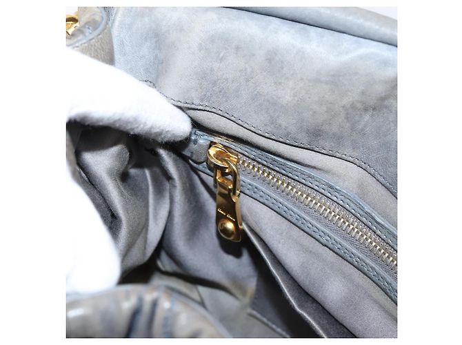 Bolsa de Mão Miu Miu Matelassé em Couro 2way Cinza Tom Dourado Auth 167729A Marrom - vista 26
