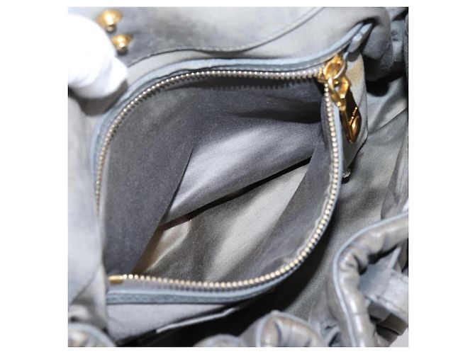 Bolsa de Mão Miu Miu Matelassé em Couro 2way Cinza Tom Dourado Auth 167729A Marrom - vista 27
