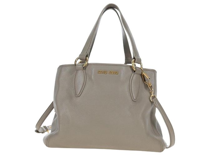 Miu Miu Handtasche Leder 2way Beige Gold Auth 202505A Golden - Ansicht 13