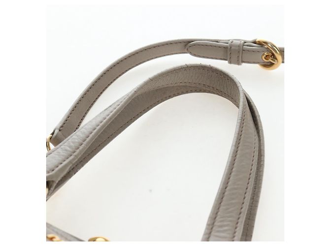 Miu Miu Handtasche Leder 2way Beige Gold Auth 202505A Golden - Ansicht 14