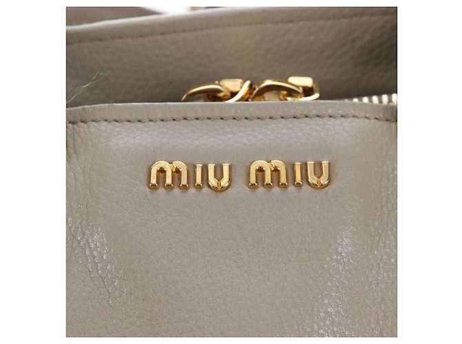 Miu Miu Handtasche Leder 2way Beige Gold Auth 202505A Golden - Ansicht 23