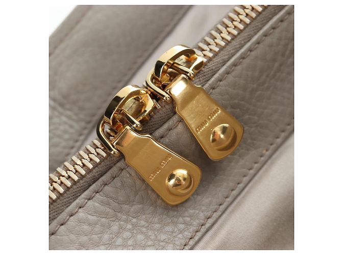 Miu Miu Handtasche Leder 2way Beige Gold Auth 202505A Golden - Ansicht 30