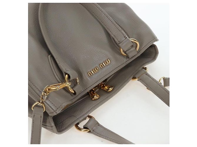 Miu Miu Handtasche Leder 2way Beige Gold Auth 202505A Golden - Ansicht 6