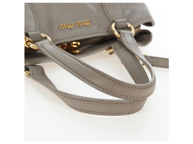 Miu Miu Handtasche Leder 2way Beige Gold Auth 202505A Golden - Ansicht 7